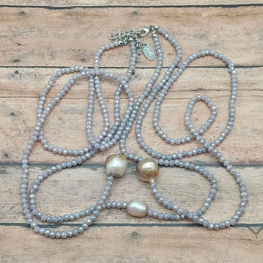 Jules NWT Purple Crystal Bead Wrap Look Necklace Long Layered Look